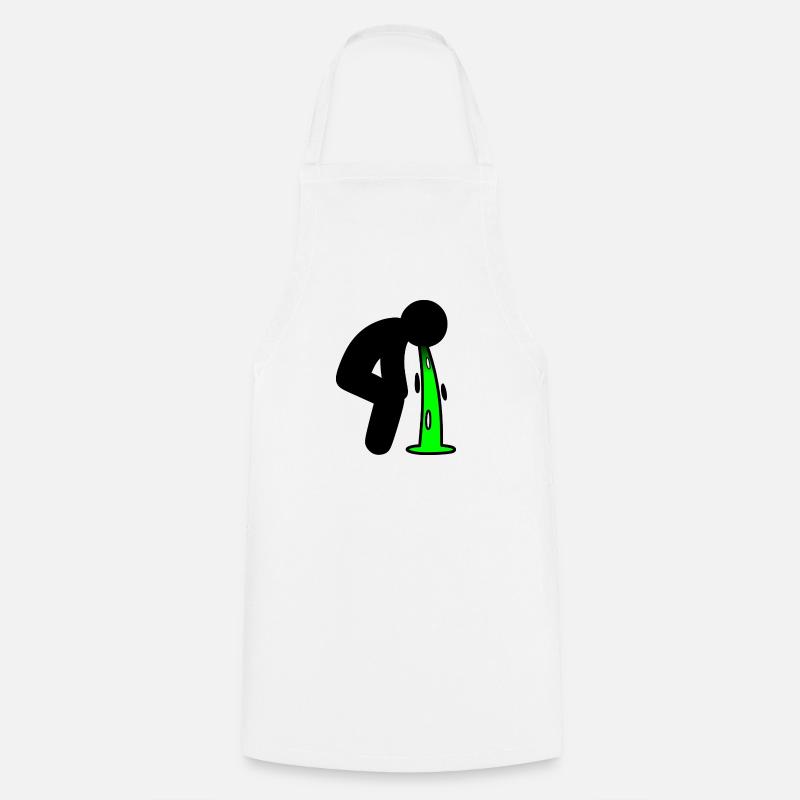 Vomir en vert - Tablier de cuisine - blanc
