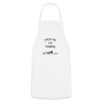 Trombone / Tromboniste / Instrument de Musique - Tablier de cuisine - blanc - Devant - AI Model Male 185 dark (185cm)