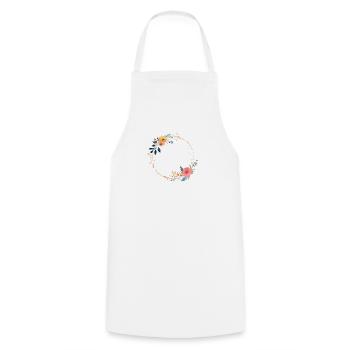 Floral wreath, customizable - Cooking Apron - white - Front - AI Model Male 185 dark (185cm)