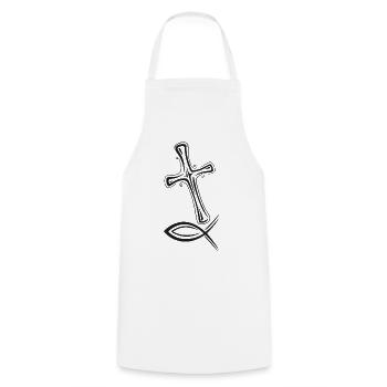 Cross fish icon - Cooking Apron - white - Front - AI Model Male 185 dark (185cm)