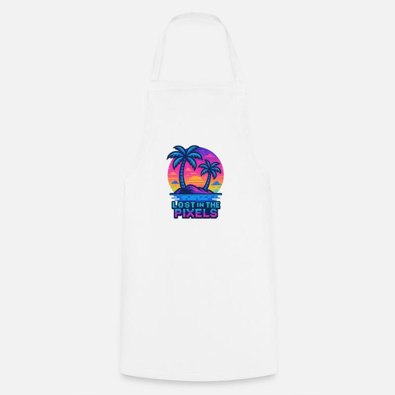 Pixelated Tropical Sunset Design - Cooking Apron - white