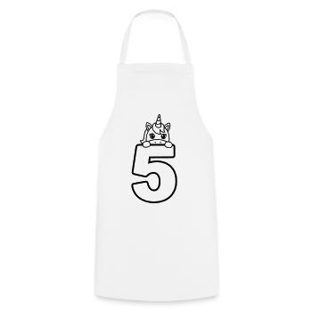 Cute Unicorn on the Number 5 Cartoon Illustration - Cooking Apron - white - Front - AI Model Male 185 dark (185cm)