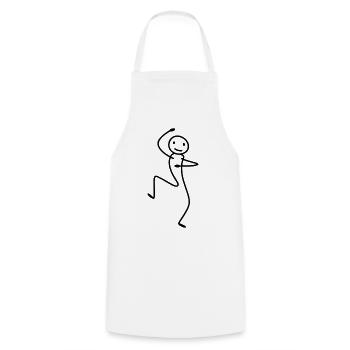 Dancing Stick Figure – Minimal Lineart - Cooking Apron - white - Front - AI Model Male 185 dark (185cm)