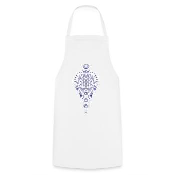 Spirituality Sacred Geometry Lotus Flower Zen - Cooking Apron - white - Front - AI Model Male 185 dark (185cm)