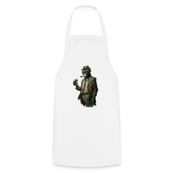 Gangster Mafia Schimpanse trinkt Bier - Kochschürze - Weiß - Vorne - AI Model Male 185 dark (185cm)