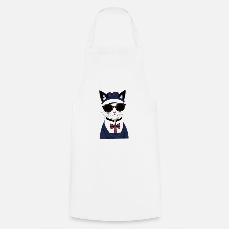 Chat cool avec des lunettes - Tablier de cuisine - blanc