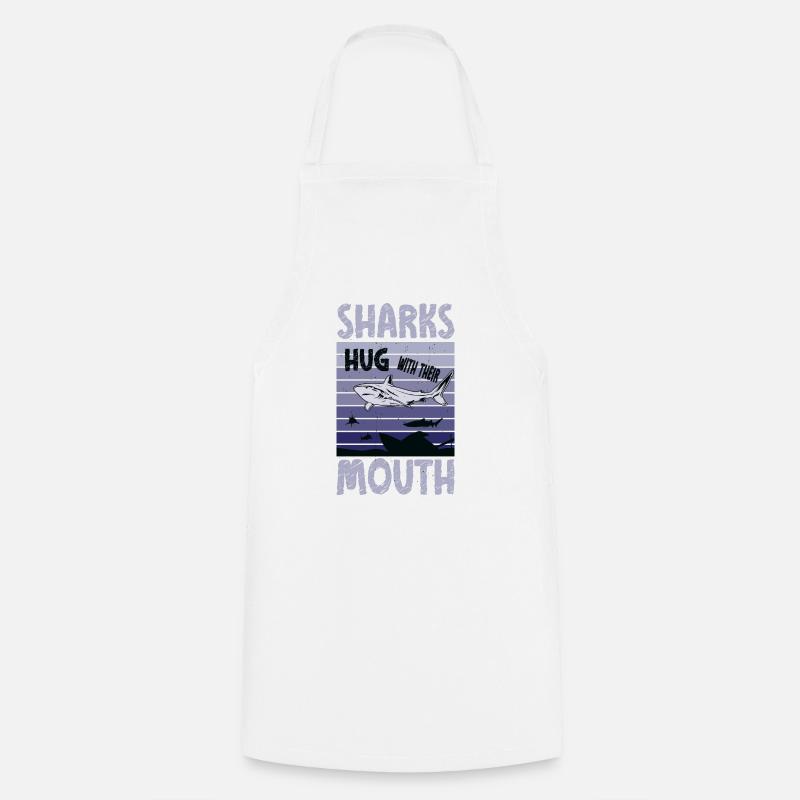 Great White Shark Hug Largest Predator Ocean - Cooking Apron - white