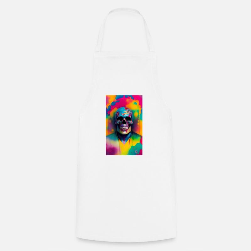 ARTWORK Skull Color - Cooking Apron - white
