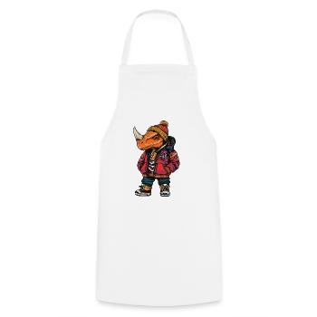 Dinosaure tricératops Mode Hiver - Tablier de cuisine - blanc - Devant - AI Model Male 185 dark (185cm)