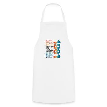 Edition limitée depuis 1981 Anniversaire Millésime 1981 - Tablier de cuisine - blanc - Devant - AI Model Male 185 dark (185cm)