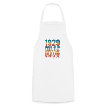 Limited Edition Since 1929 Birthday Vintage 1929 - Cooking Apron - white - Front - AI Model Male 185 dark (185cm)