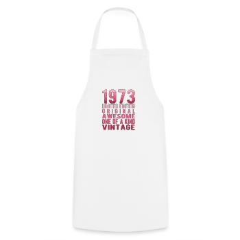 Edition limitée depuis 1973 Anniversaire Millésime 1973 - Tablier de cuisine - blanc - Devant - AI Model Male 185 dark (185cm)