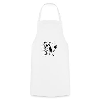Cute Baby Squirrel Pencil Drawing - Cooking Apron - white - Front - AI Model Male 185 dark (185cm)