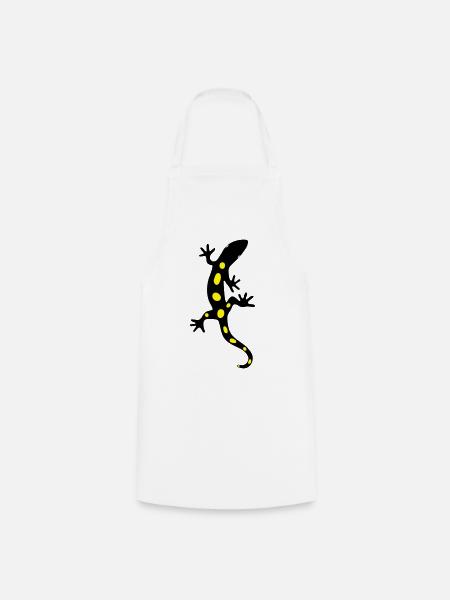 Eidechse Salamander Gecko Feuersalamander - Kochschürze - Weiß