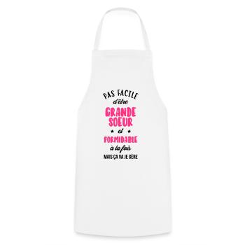 Grande Soeur Sœur Naissance Bébé Famille - Cooking Apron - white - Front - AI Model Male 185 dark (185cm)
