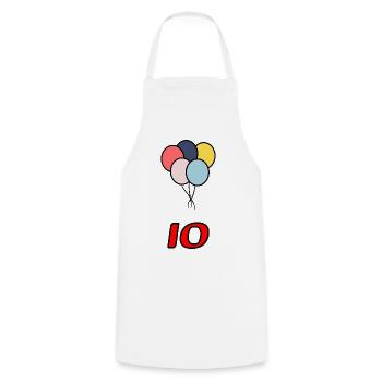 10. 10 YEARS. 10th ANNIVERSARY. 10 YEAR ANNIVERSARY. - Cooking Apron - white - Front - AI Model Male 185 dark (185cm)