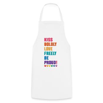 LGBTQ Pride Month - Kiss Boldly, Love Freely - Cooking Apron - white - Front - AI Model Male 185 dark (185cm)
