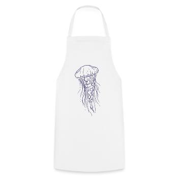 Jellyfish Line Art Illustration  - Kochschürze - Weiß - Vorne - AI Model Male 185 dark (185cm)
