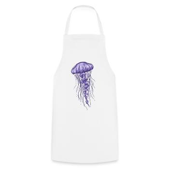 Purple Jellyfish Illustration - Cooking Apron - white - Front - AI Model Male 185 dark (185cm)