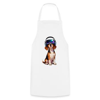 Süßer Beagle Hund Cartoon Gamer Zocker VR - Kochschürze - Weiß - Vorne - AI Model Male 185 dark (185cm)