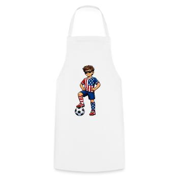 Soccer Boy USA America Fan American Flag - Tablier de cuisine - blanc - Devant - AI Model Male 185 dark (185cm)