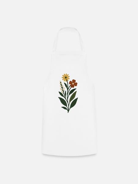 Frühlingsblumen Minimalkunst - Kochschürze - Weiß