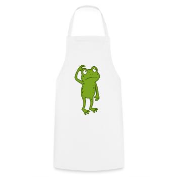Frosch verwirrt  - Kochschürze - Weiß - Vorne - AI Model Male 185 dark (185cm)