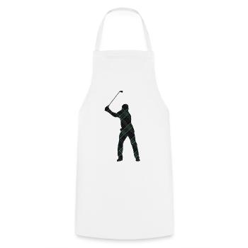 Tartan-Golfer-Schwung-Silhouette - Kochschürze - Weiß - Vorne - AI Model Male 185 dark (185cm)