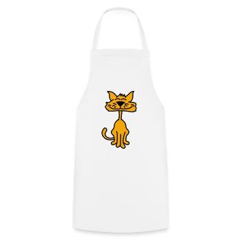 Pretty Cat Looking Happy Cheerful Smiling - Cooking Apron - white - Front - AI Model Male 185 dark (185cm)