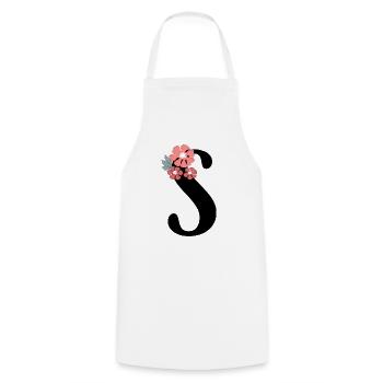 Buchstabe S Minimalistische Blumen - Kochschürze - Weiß - Vorne - AI Model Male 185 dark (185cm)