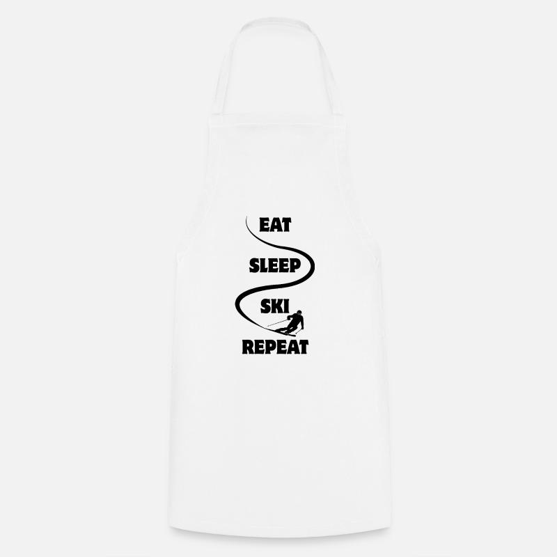 Manger Dormir Ski Répéter - Ski - Ski - Tablier de cuisine - blanc