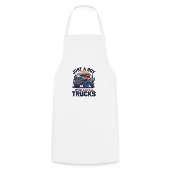 Juste un garçon qui aime les camions - Tablier de cuisine - blanc - Devant - AI Model Male 185 dark (185cm)