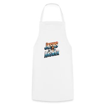 Jésus est la réponse - Jesus ist die Antwort - Tablier de cuisine - blanc - Devant - AI Model Male 185 dark (185cm)