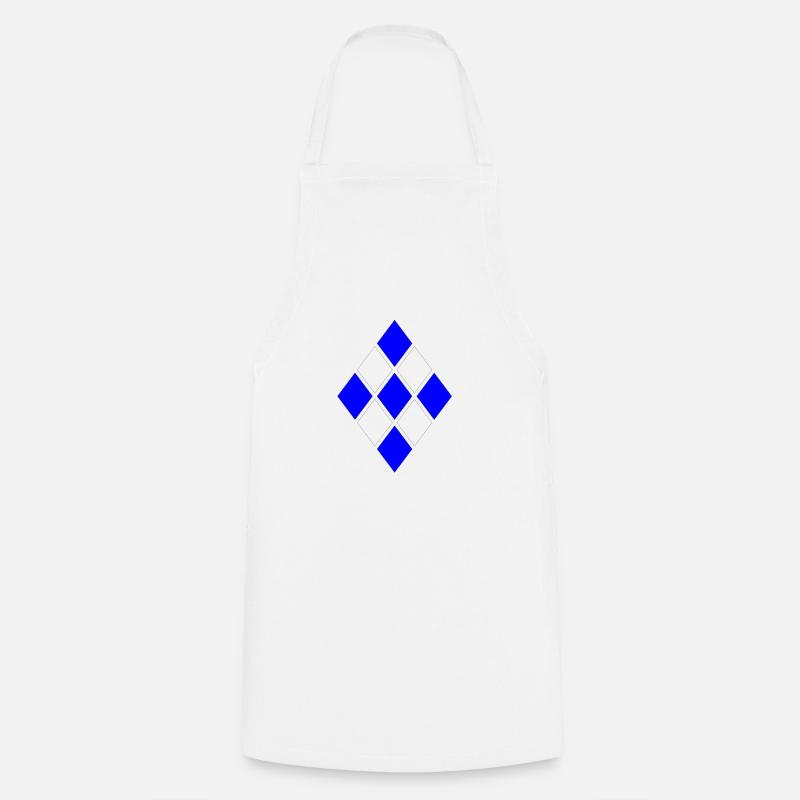 Diamond Pattern Blue White - Cooking Apron - white