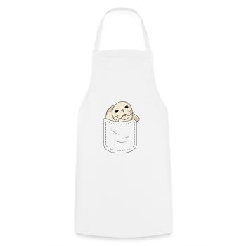 Cute seal breast pocket - Cooking Apron - white - Front - AI Model Male 185 dark (185cm)