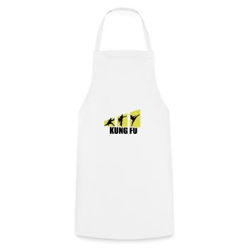 Kung fu fighters - Cooking Apron - white - Front - AI Model Male 185 dark (185cm)