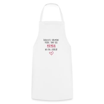 Mum / Mom / Baby / Mummy / Mother's day / Birth - Cooking Apron - white - Front - AI Model Male 185 dark (185cm)