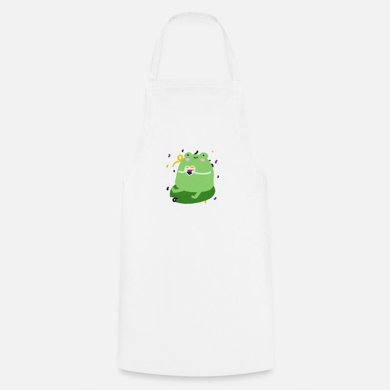 Sweet frog with non-binary pride flag colors - Cooking Apron - white
