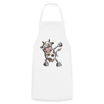 Funny Dab Dance Cow - Dabbing - Kuh - Tanzen - Kochschürze - Weiß - Vorne - AI Model Male 185 dark (185cm)