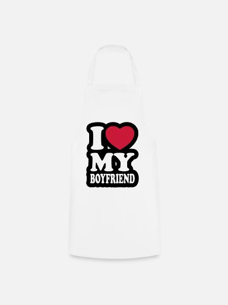 I love my boyfriend - Cooking Apron - white