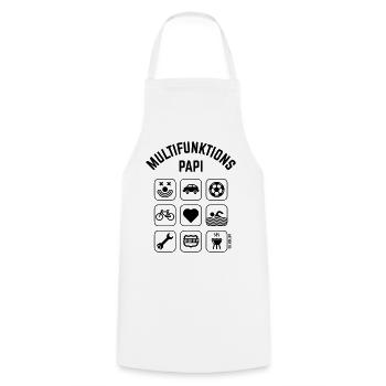 Multifunktions Papi (9 Icons) - Kochschürze - Weiß - Vorne - AI Model Male 185 dark (185cm)
