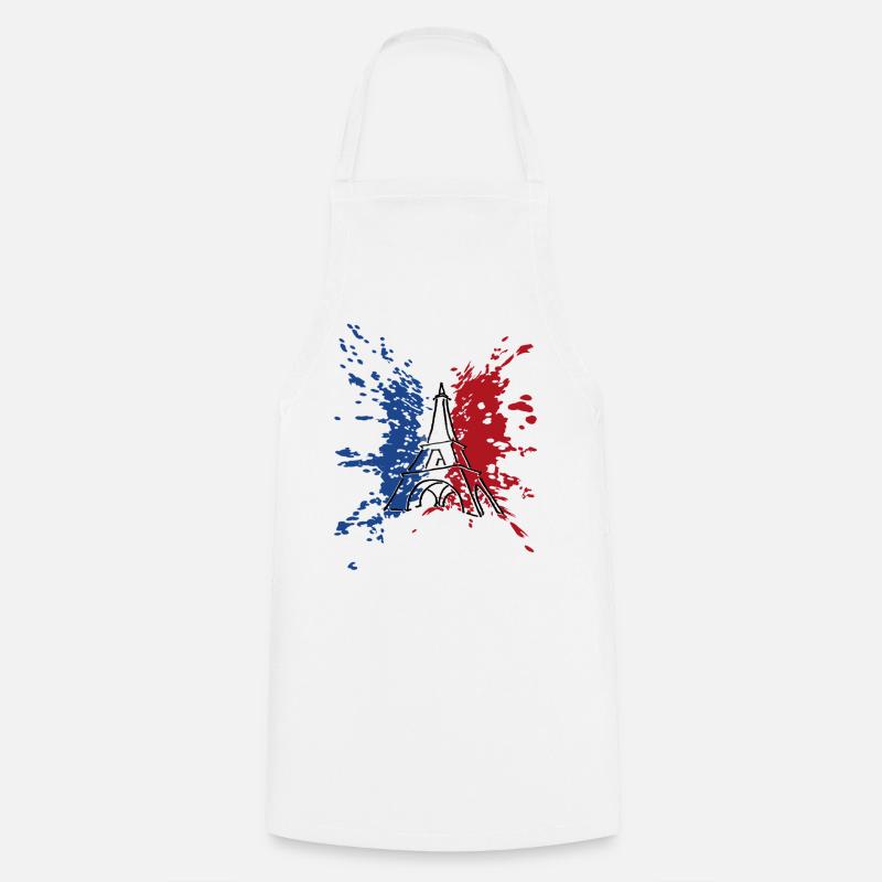 Drapeau Tour Eiffel France ✅ Drapeau Tour Eiffel ✔ - Tablier de cuisine - blanc