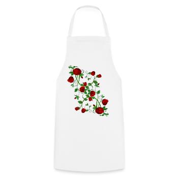 Rote Rosen laufen mit Blättern Rosenmuster - Kochschürze - Weiß - Vorne - AI Model Male 185 dark (185cm)