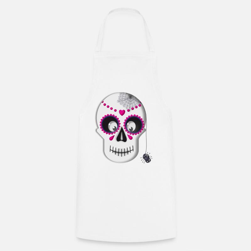 Sugar Skull - Cooking Apron - white