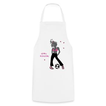 Girlpower, Fußball - Kochschürze - Weiß - Vorne - AI Model Male 185 dark (185cm)