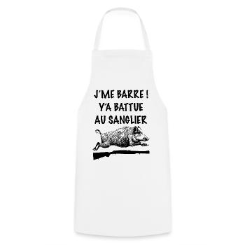 J'Me Barre y'A Battue Au Sanglier Humour Chasse - Tablier de cuisine - blanc - Devant - AI Model Male 185 dark (185cm)