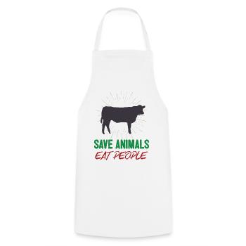 Tiere retten Menschen essen - Kochschürze - Weiß - Vorne - AI Model Male 185 dark (185cm)