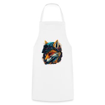 Renard guerrier au casque - Tablier de cuisine - blanc - Devant - AI Model Male 185 dark (185cm)