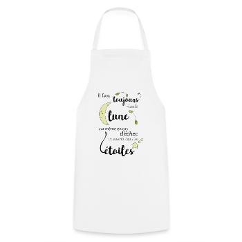 Il faut toujours viser la Lune - Tablier de cuisine - blanc - Devant - AI Model Male 185 dark (185cm)