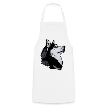 Husky head - Cooking Apron - white - Front - AI Model Male 185 dark (185cm)
